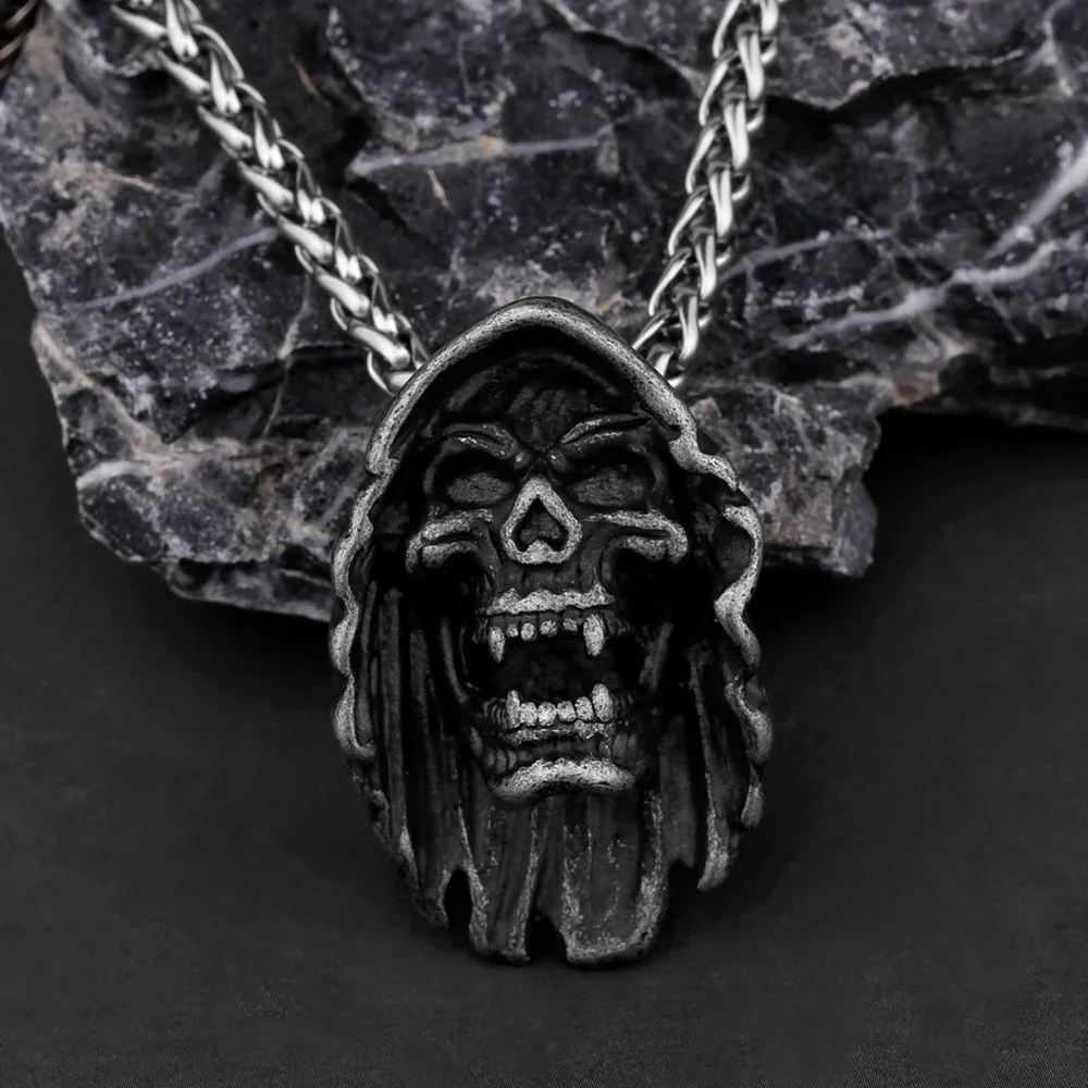 ❤️Stainless Steel Silver Skull Pendant Necklace for Men/Women, GP1231003